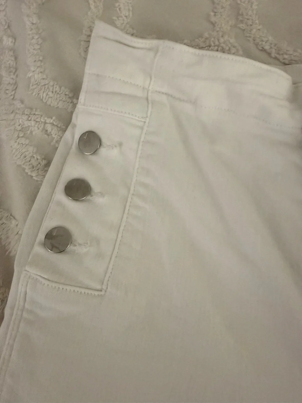 J Brand White High-Rise Button-Detail Jeans